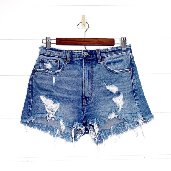 Abercrombie & Fitch Pants - A&F The Mom Short High Rise Cut-Off Style Distressed Jean Shorts Size 26